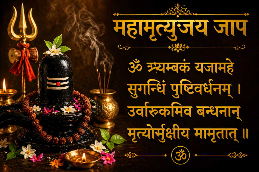 Mahamrityunjay Jaap mantra with Shiva Lingam at Trimbakeshwar Temple for healing and protection