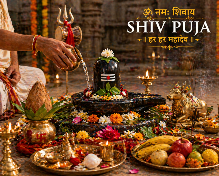 Shiv Puja abhishek on Shivling during Grah Shanti Pooja for Navgrah Dosha Shanti and planetary peace
