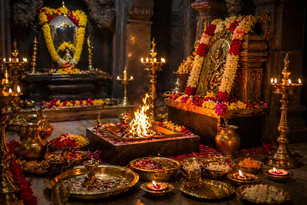 nav chandi puja in trimbakeshwar durga saptashati path havan kund durga puja ritual