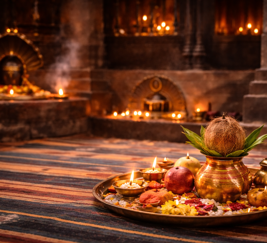 vedic puja guidance trimbakeshwar temple kalash diya setup for spiritual rituals