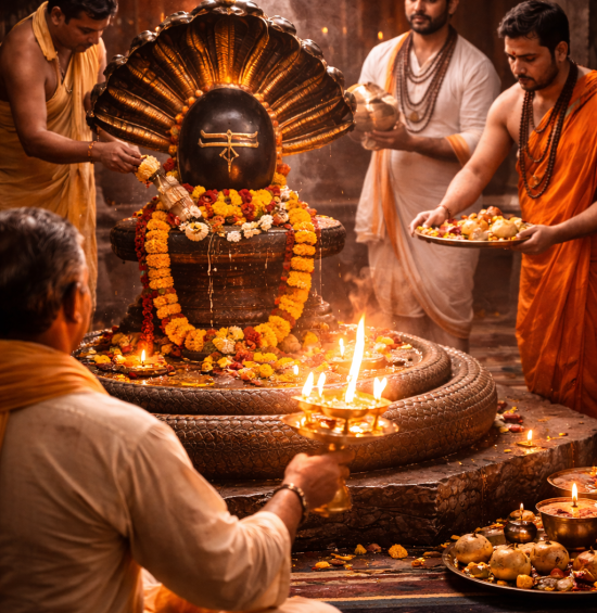 vedic puja guidance trimbakeshwar temple kalash diya setup for spiritual rituals