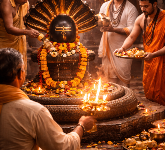 vedic puja guidance trimbakeshwar temple kalash diya setup for spiritual rituals